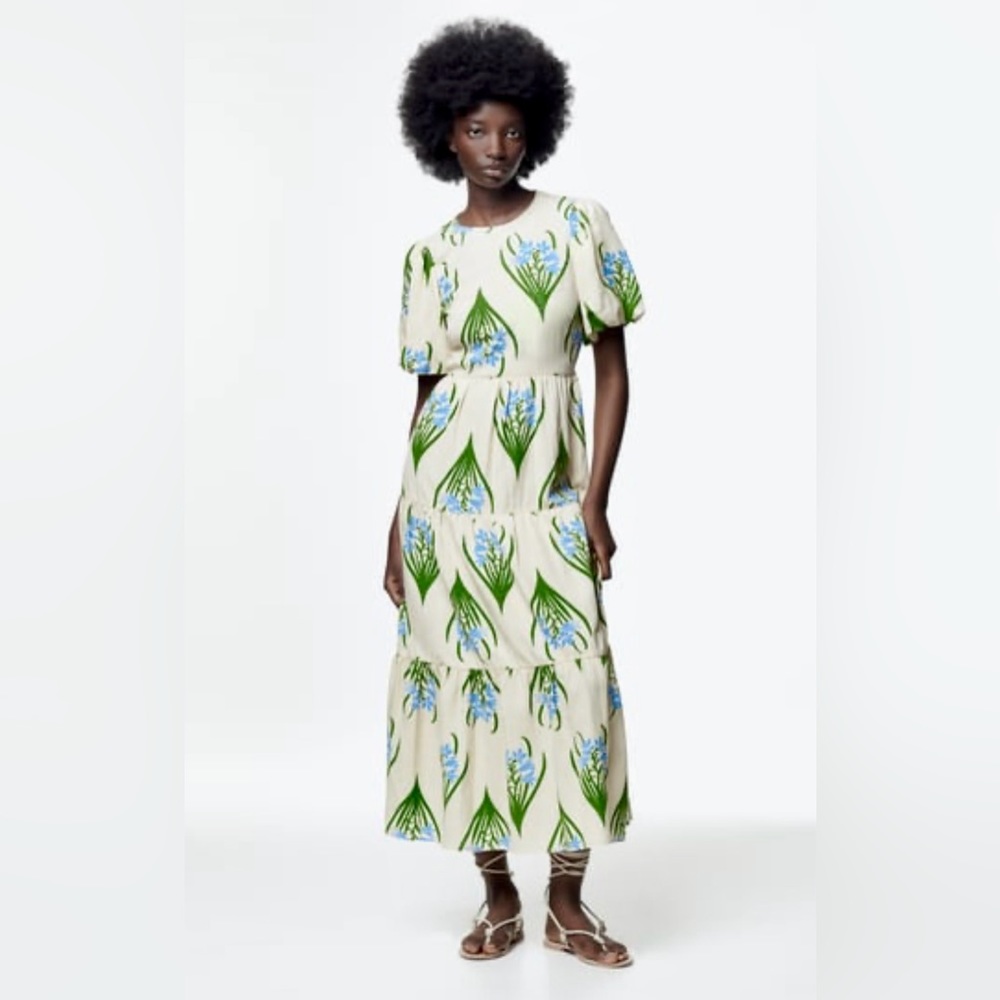 Zara Floral Long Print Dress, Size Small, Ref 3198/244 - Picture 2 of 6